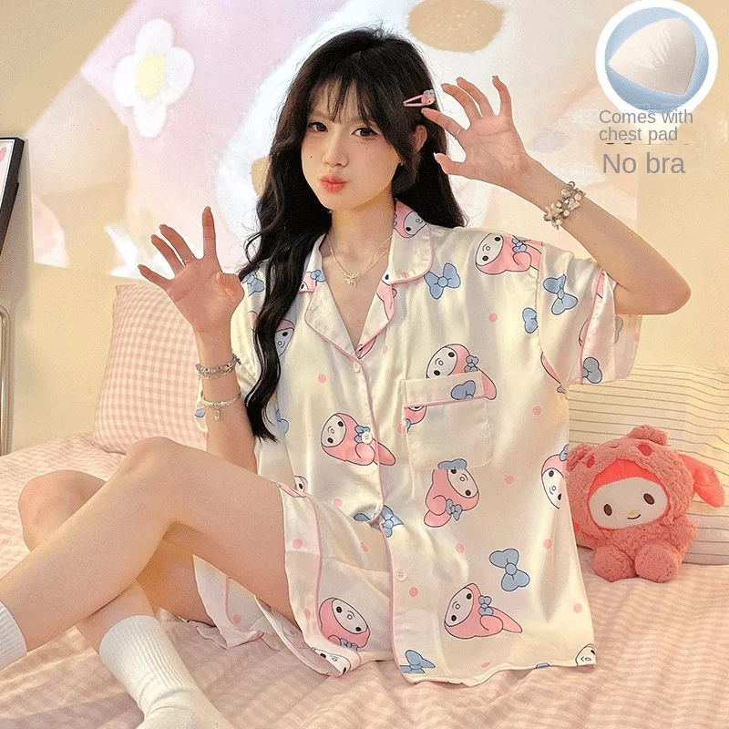 Sanrio New Melody Ice Silk Pajamas Women's Cute Casual and Comfortable Cool Breathable Lightweight Homewear Suits Pajamas
Sanrio New Melody Ice Silk Pajamas Women's Cute Casual and Comfortable Cool Breathable Lightweight Homewear Suits Pajamas
