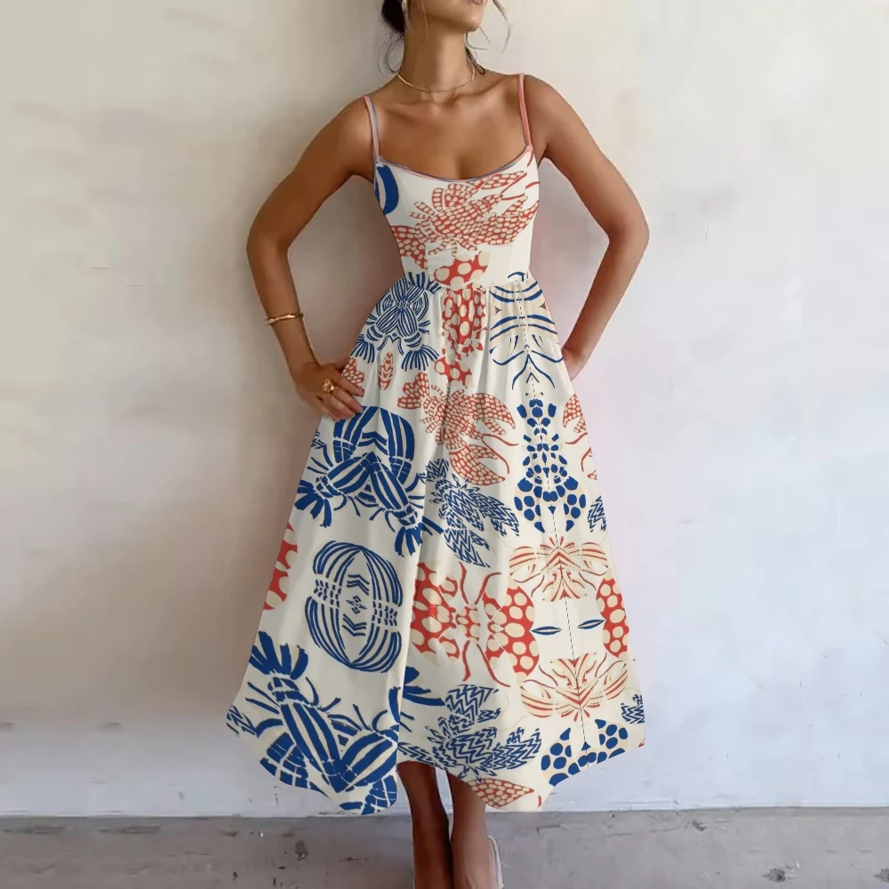 Red And Blue Abstract Seaside Animal Print Skirt Women's Sundress Slim Shoulder Strap Puffy Skirt Fashion Strap Style Summer
Red And Blue Abstract Seaside Animal Print Skirt Women's Sundress Slim Shoulder Strap Puffy Skirt Fashion Strap Style Summer