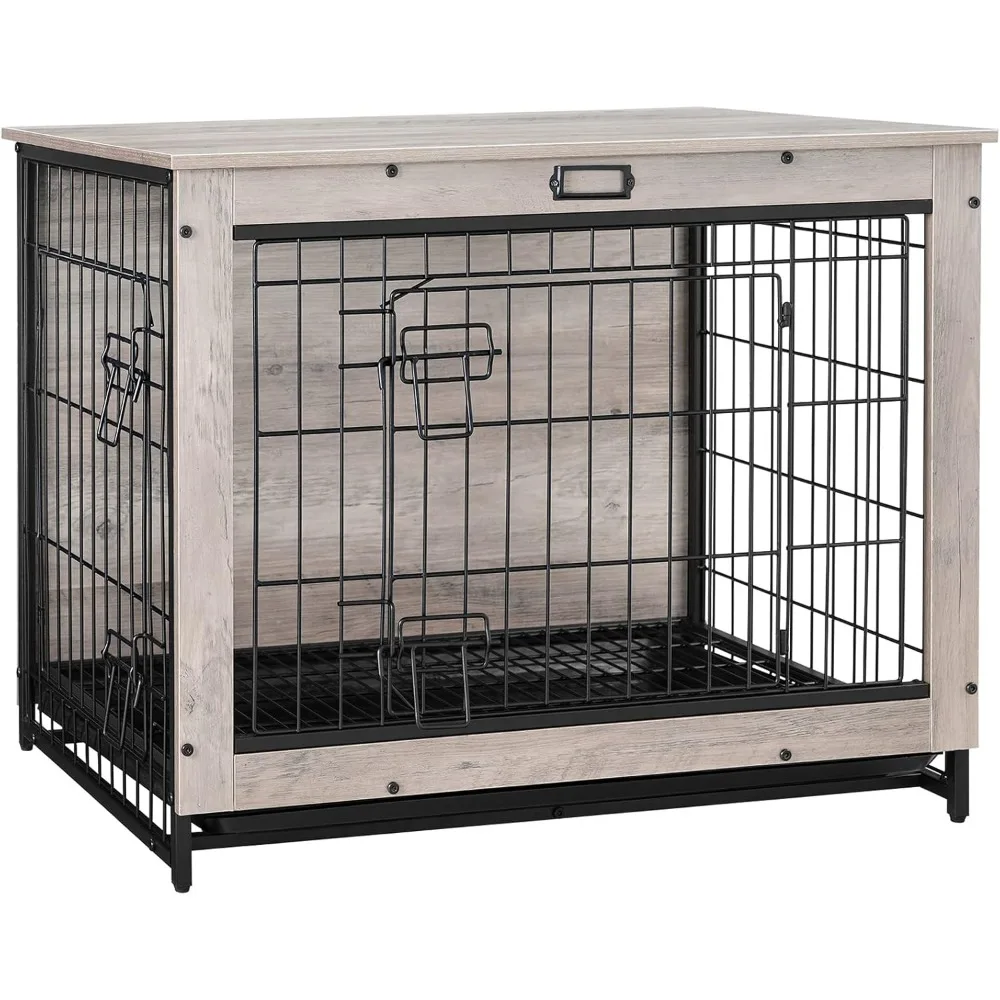 Dog Crate Furniture, 32.5" Medium Dog Kennel Indoor, Wooden Cage with Pull-Out Tray, Double Doors Pet House Side End Table for
Dog Crate Furniture, 32.5" Medium Dog Kennel Indoor, Wooden Cage with Pull-Out Tray, Double Doors Pet House Side End Table for