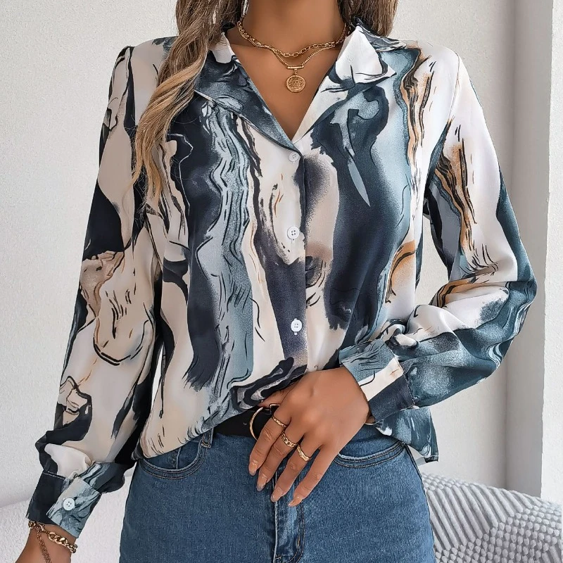 Autumn/Winter Elegant Office Lady Tops Casual Contrast Color Printed Blouse Fashion Notched Long Sleeve Shirt Blusas Mujer 28621
Autumn/Winter Elegant Office Lady Tops Casual Contrast Color Printed Blouse Fashion Notched Long Sleeve Shirt Blusas Mujer 28621
