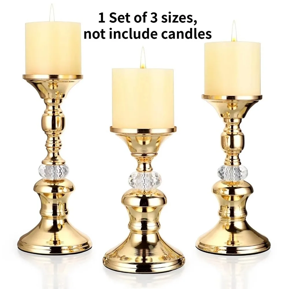 Gold Metal Candlestick Holders Crystal Pillar Home Decoration Candlelight Dinner Props Vintage Elegant Tabletop Candle Holders
Gold Metal Candlestick Holders Crystal Pillar Home Decoration Candlelight Dinner Props Vintage Elegant Tabletop Candle Holders