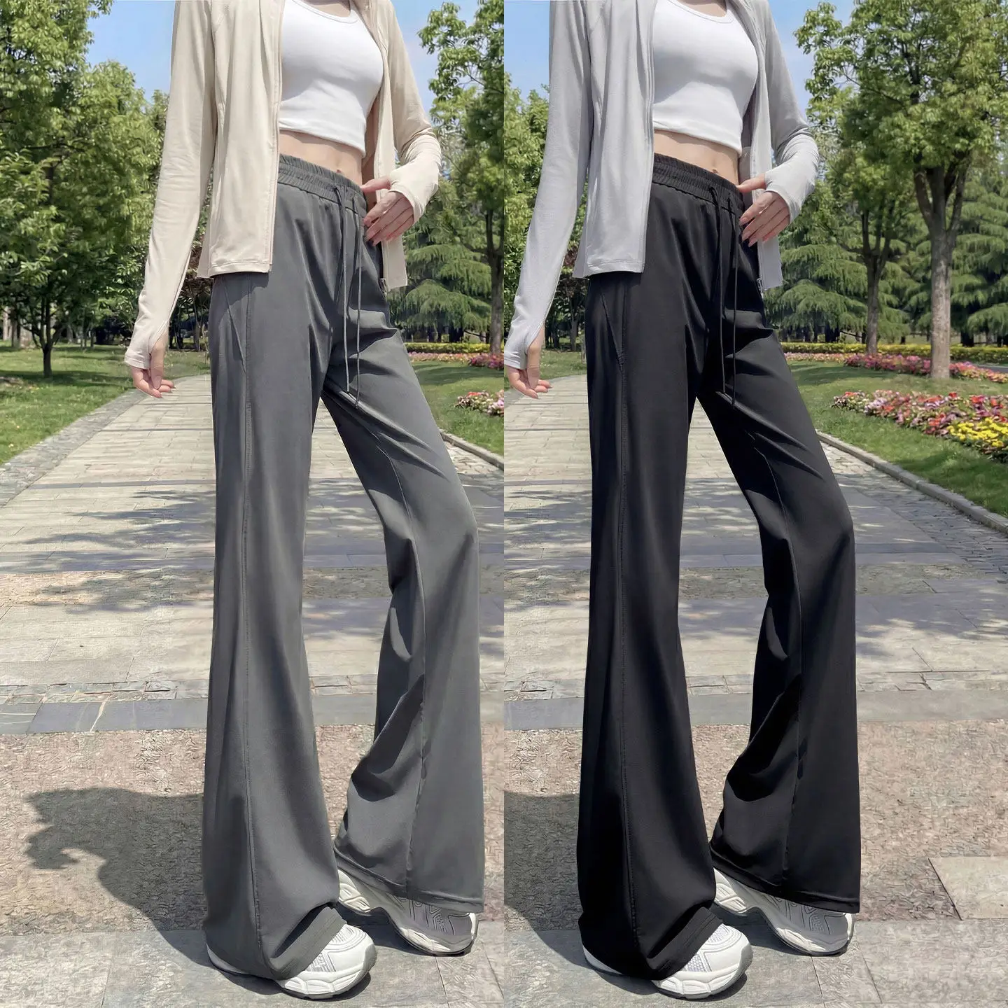 Ice Silk High Waist Wide Leg Pants Women's Summer Thin Fitness Quick Dry Sport Trousers Casual Loose Style Nylon Material
Ice Silk High Waist Wide Leg Pants Women's Summer Thin Fitness Quick Dry Sport Trousers Casual Loose Style Nylon Material