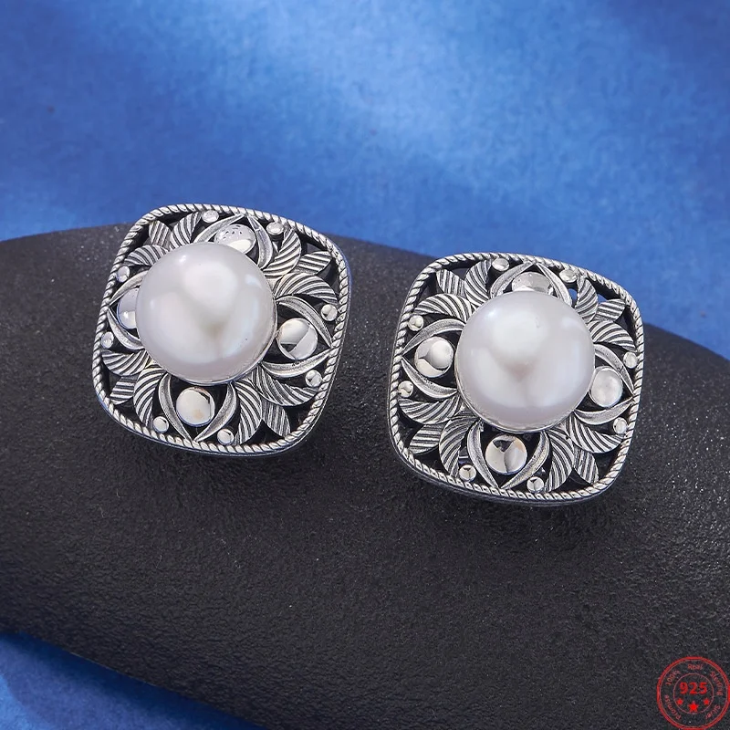 S925 Sterling Silver Charms Studs Earrings for Women Inlaid Freshwater Pearl Hollow Carved Square Ear Studs Jewelry Wholesale
S925 Sterling Silver Charms Studs Earrings for Women Inlaid Freshwater Pearl Hollow Carved Square Ear Studs Jewelry Wholesale