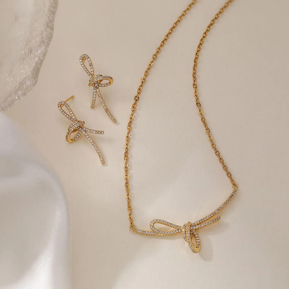 HECHENG,Exquisite Bow Jewelry Set Original Women's Necklace Earrings AAAAA Zircon High Quality Party Gift
HECHENG,Exquisite Bow Jewelry Set Original Women's Necklace Earrings AAAAA Zircon High Quality Party Gift