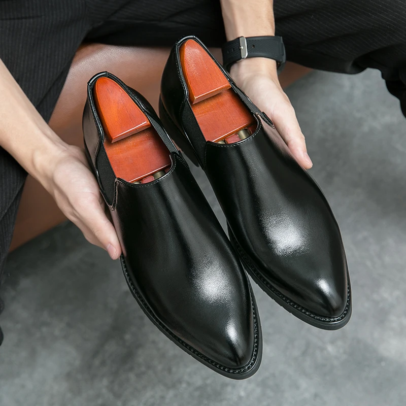 Classic Men Dress Shoes Slip on Black Leather Shoes for Men Plus Size 46 Point Toe Business Casual Men Formal Shoes for Wedding
Classic Men Dress Shoes Slip on Black Leather Shoes for Men Plus Size 46 Point Toe Business Casual Men Formal Shoes for Wedding