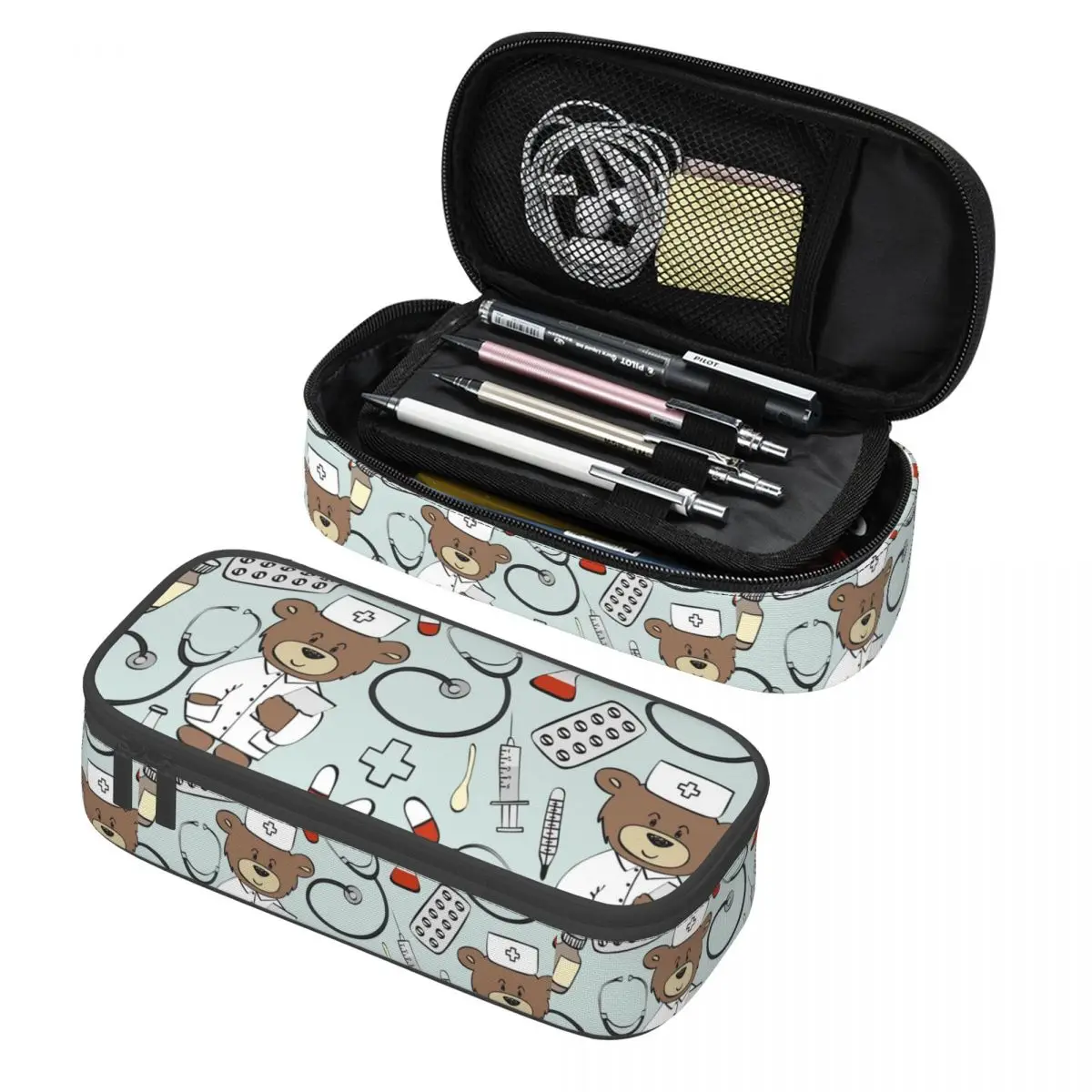Custom Nurse Pattern With Bear Pencil Cases for Boys Gilrs Health Care Nursing Large Storage Pen Box Bag School Accessories
Custom Nurse Pattern With Bear Pencil Cases for Boys Gilrs Health Care Nursing Large Storage Pen Box Bag School Accessories