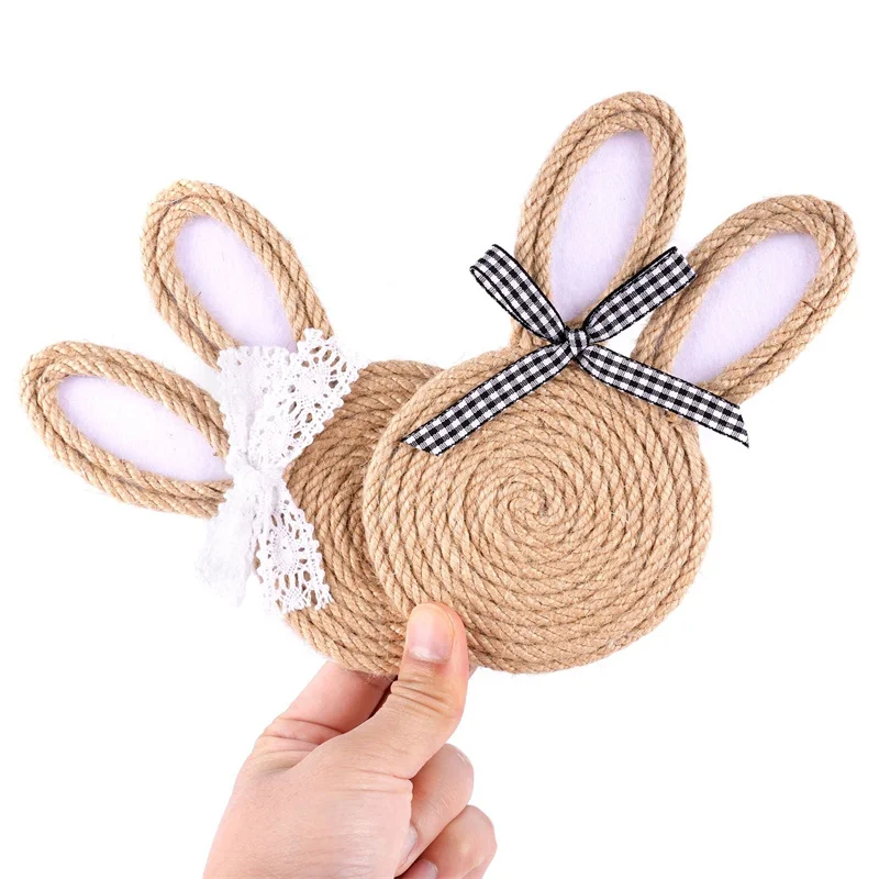 4pcs Easter Bunny Rope Handmade Coasters For Easter Party Table Decoration Coaster Cute Rabbit Heat Straw-woven Coaster
4pcs Easter Bunny Rope Handmade Coasters For Easter Party Table Decoration Coaster Cute Rabbit Heat Straw-woven Coaster