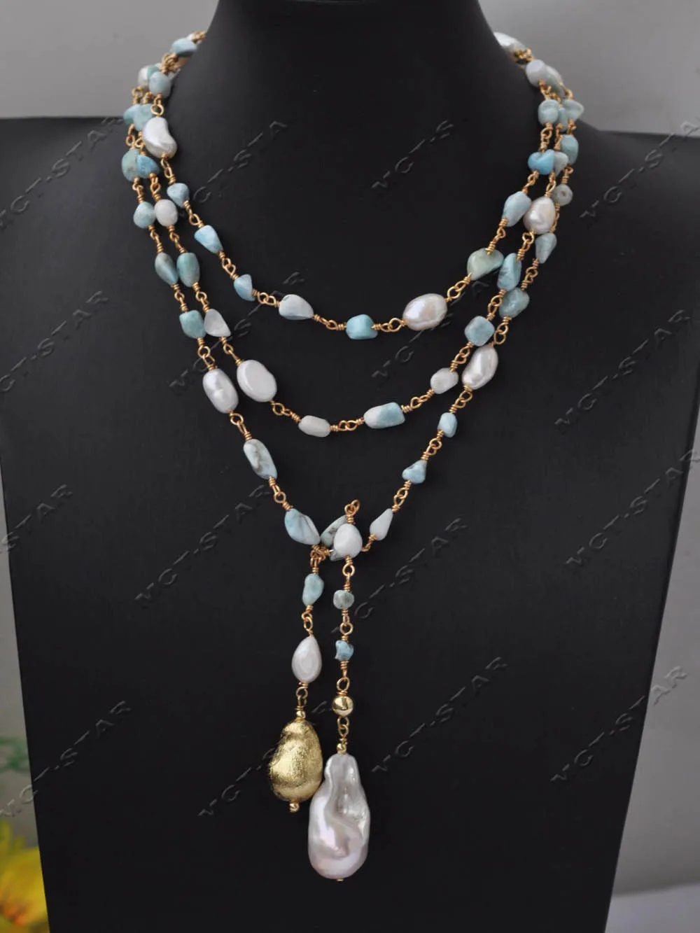 MTC·STAR Z13608 48" 28mm Blue Aquamarine Chain White Baroque Pearl Pendant Necklace
MTC·STAR Z13608 48" 28mm Blue Aquamarine Chain White Baroque Pearl Pendant Necklace