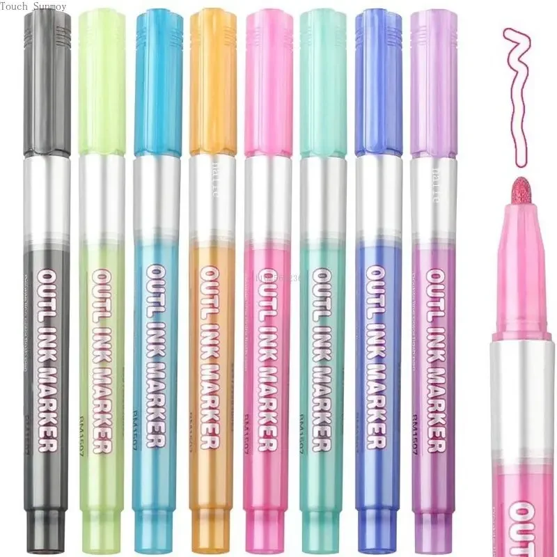 8 Color Double Line Outline Art Pen Set Metallic Marker Pens Highlighter Poster Card DIY Painting Writing Kawaii School Supplies
8 Color Double Line Outline Art Pen Set Metallic Marker Pens Highlighter Poster Card DIY Painting Writing Kawaii School Supplies