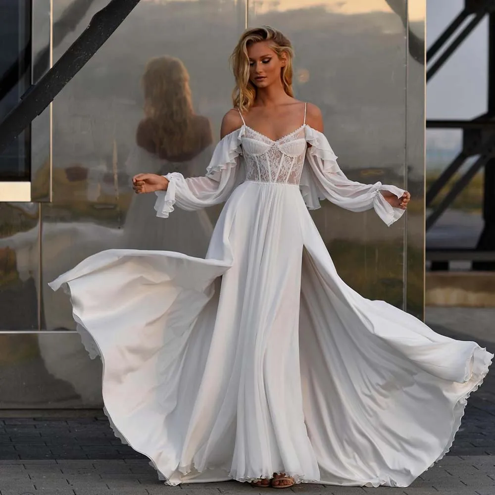 Long Puff Sleeves Sweetheart Lace Boho Beach A Line Wedding Drsses Side Slit Custom Made 2024 Rode De Morrie
Long Puff Sleeves Sweetheart Lace Boho Beach A Line Wedding Drsses Side Slit Custom Made 2024 Rode De Morrie