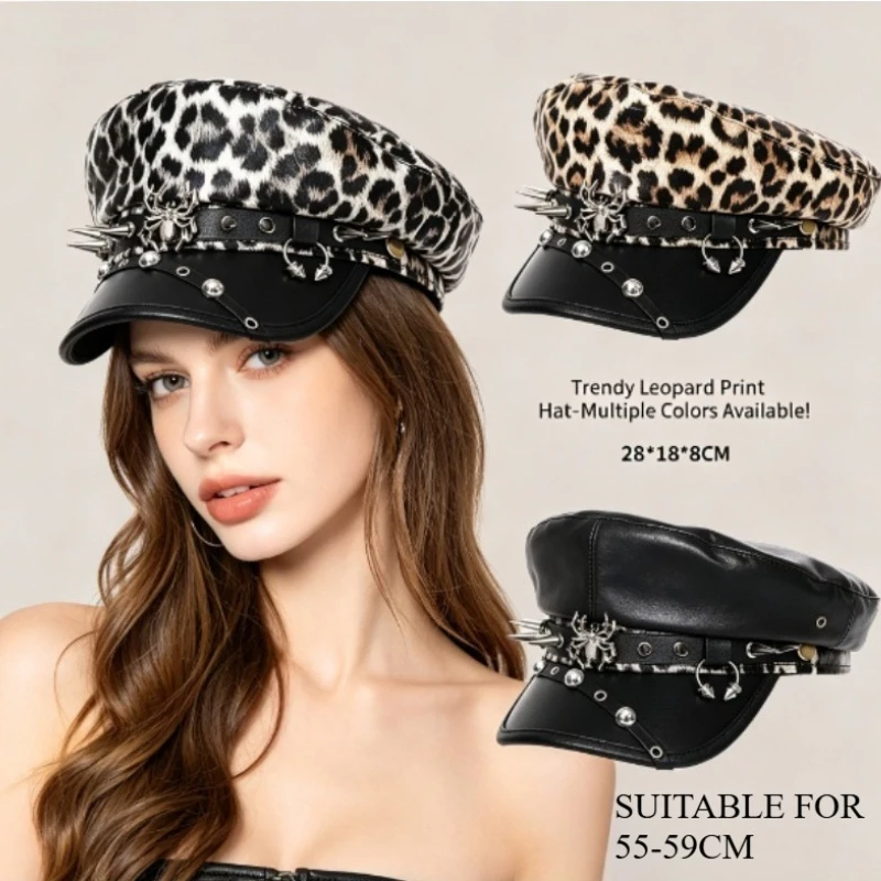Vintage American Leopard Rivet Leather Octagonal Cap Y2K Face-lifting Newsboy Beret Hats for Women
Vintage American Leopard Rivet Leather Octagonal Cap Y2K Face-lifting Newsboy Beret Hats for Women