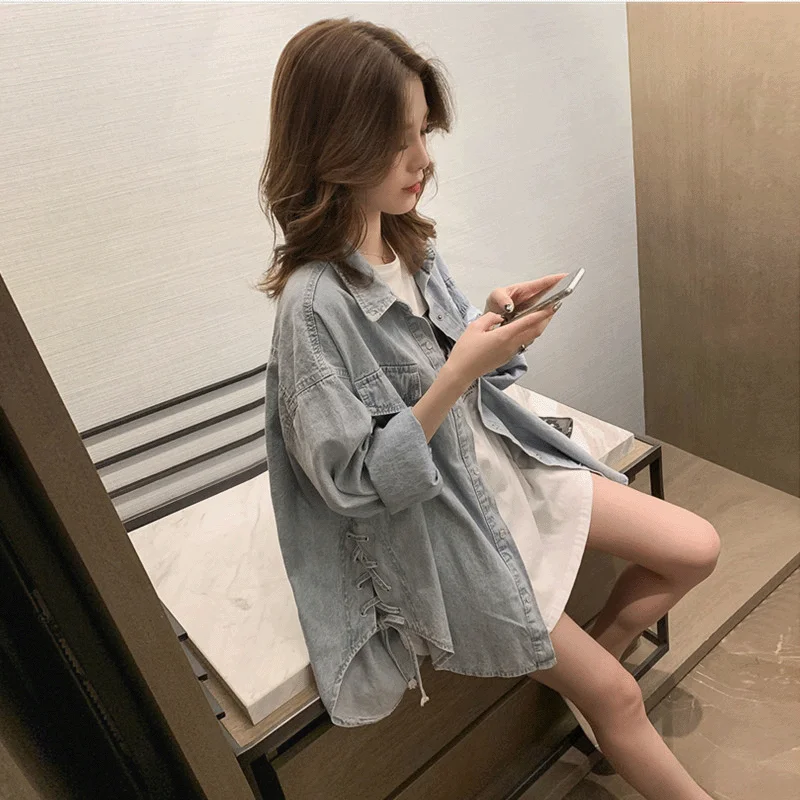 2022 Spring and Autumn Clothing New Korean Version Loose Denim Shirt Women's Mid-length All-match Early Autumn Thin Coat Tide
2022 Spring and Autumn Clothing New Korean Version Loose Denim Shirt Women's Mid-length All-match Early Autumn Thin Coat Tide