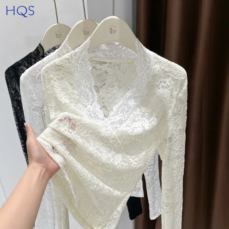 Lace V Neck Mesh Top Women, Sexy Long Sleeve Layering, Slim Fit Sheer Blouse Fall Winter S-XL
Lace V Neck Mesh Top Women, Sexy Long Sleeve Layering, Slim Fit Sheer Blouse Fall Winter S-XL