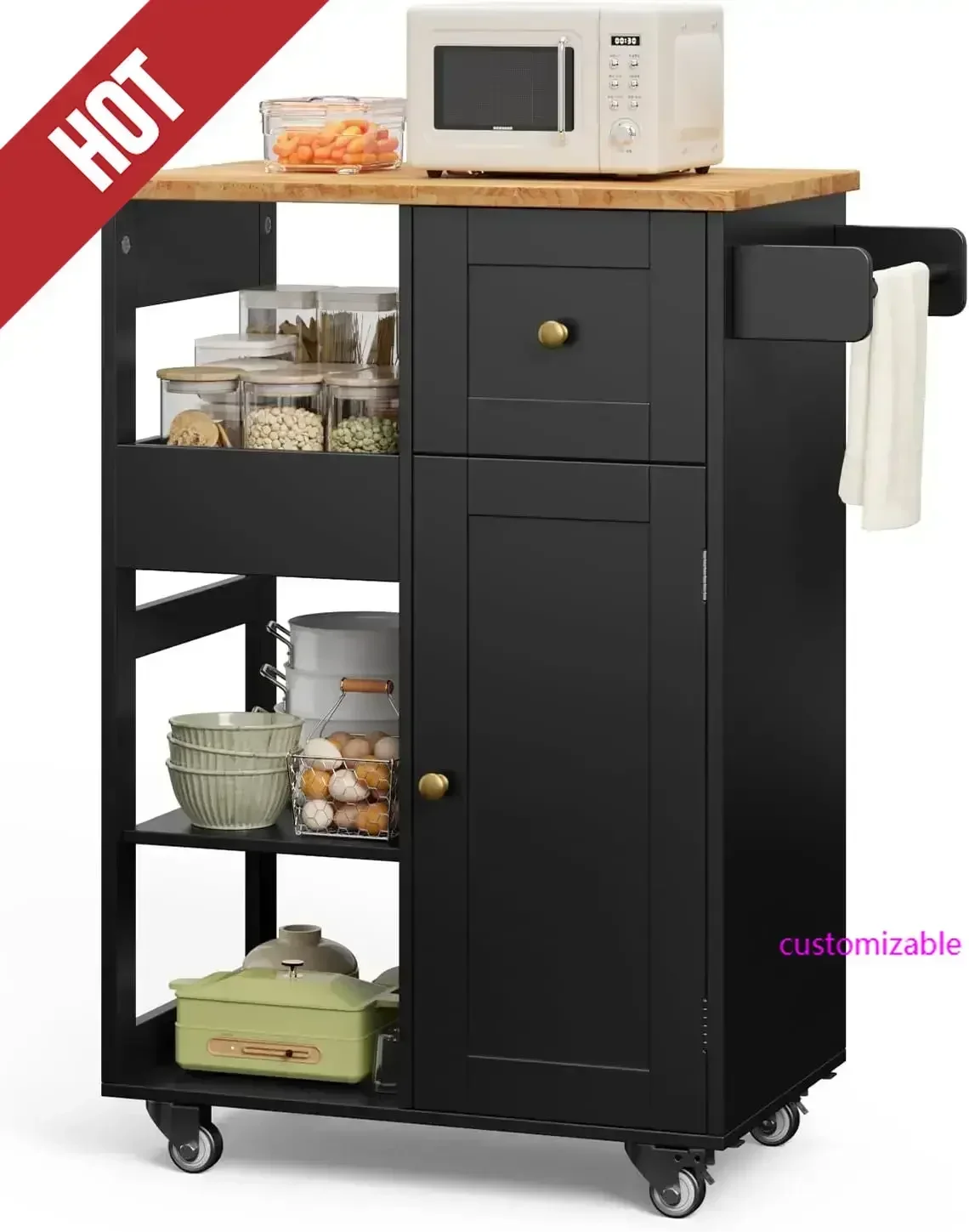 2025 Hot Kitchen Island Cart On Wheels, With Thickened Wooden Countertop, Rolling Serving Utility Cart With Drawers And Doors
2025 Hot Kitchen Island Cart On Wheels, With Thickened Wooden Countertop, Rolling Serving Utility Cart With Drawers And Doors