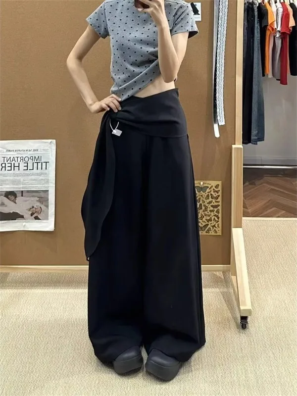 Брюки-костюм с высокой талией и широкими штанинами для женщин больших размеров, корейский стиль, повседневные брюки для офиса, с асимметричным поясом, осенняя мода
Брюки-костюм с высокой талией и широкими штанинами для женщин больших размеров, корейский стиль, повседневные брюки для офиса, с асимметричным поясом, осенняя мода