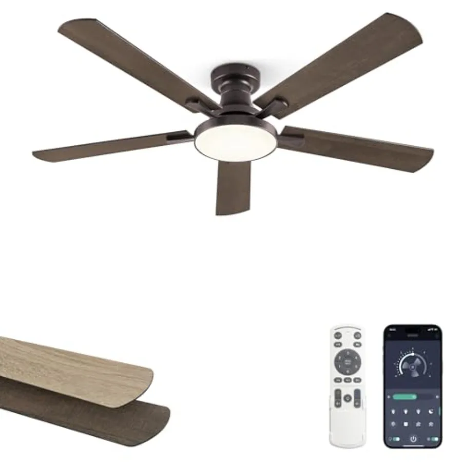 52 Inch Ceiling Fans with Lights for Living Room Bedroom, Oil Bronze Flush Mount Low Profile Ceiling Fan with 6 Speeds 3CCT, Sm
52 Inch Ceiling Fans with Lights for Living Room Bedroom, Oil Bronze Flush Mount Low Profile Ceiling Fan with 6 Speeds 3CCT, Sm