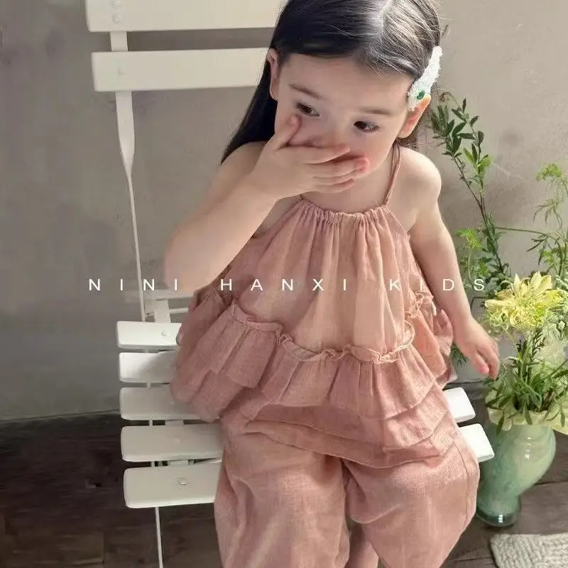 Girls' Set Summer 2026New Children's Sweet Lace Camisole Top+casual Straight Leg Pants Two-piece Set 80-130CM
Girls' Set Summer 2026New Children's Sweet Lace Camisole Top+casual Straight Leg Pants Two-piece Set 80-130CM
