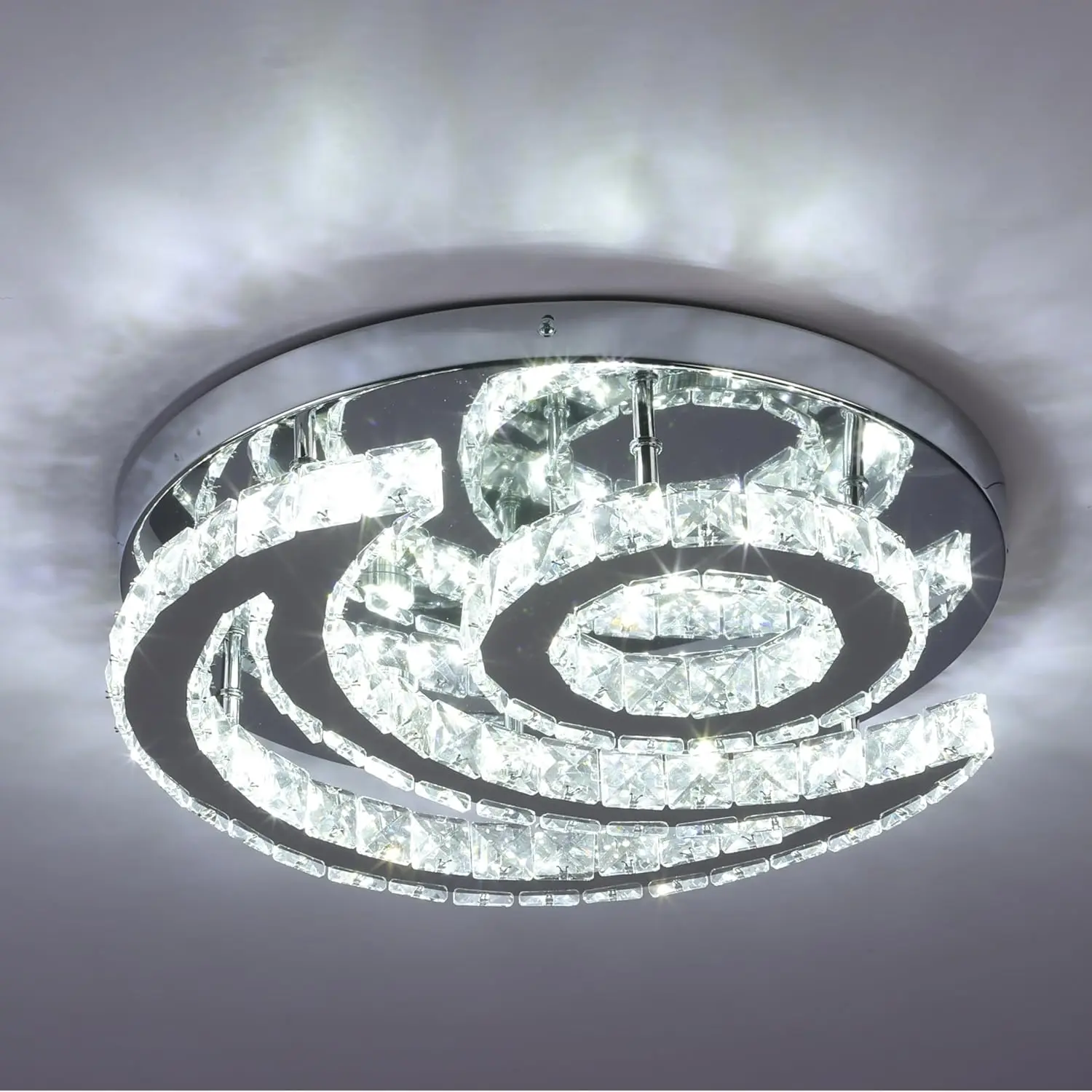 15.7" Crystal Chandelier LED Ceiling Light Moon Shape Modern Fixture for Bedroom Living Room Kitchen Hallway Cool White
15.7" Crystal Chandelier LED Ceiling Light Moon Shape Modern Fixture for Bedroom Living Room Kitchen Hallway Cool White