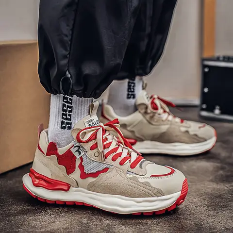 Männer Atmungsaktive Turnschuhe Casual Modische Outdoor Sport Schuhe Dicken Boden Herbst Harajuku Nationalen Trend männer Schuhe