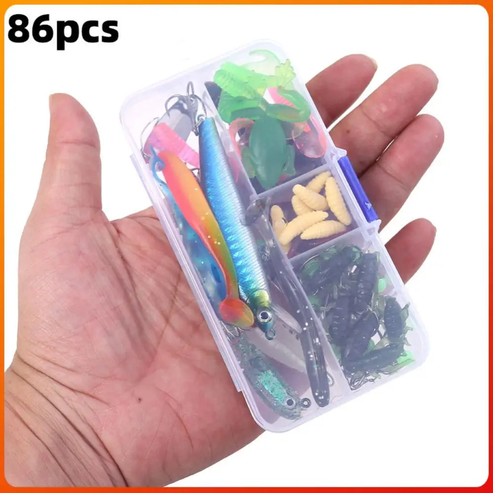 86Pcs/Set Lure Kit Simulation Sequin Bait Simulation Fake Fish Bait Soft Lure Minnow Hooks for Outdoor Fishing Accessories Tool
86Pcs/Set Lure Kit Simulation Sequin Bait Simulation Fake Fish Bait Soft Lure Minnow Hooks for Outdoor Fishing Accessories Tool
