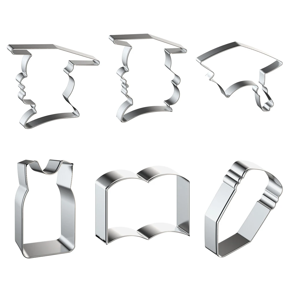 6pcs Graduation Theme Stainless Steel Cookie Cutters Biscuit Mold Cake Baking Tool Set Non-Stick Anti-Rust Easy Clean Diy
6pcs Graduation Theme Stainless Steel Cookie Cutters Biscuit Mold Cake Baking Tool Set Non-Stick Anti-Rust Easy Clean Diy