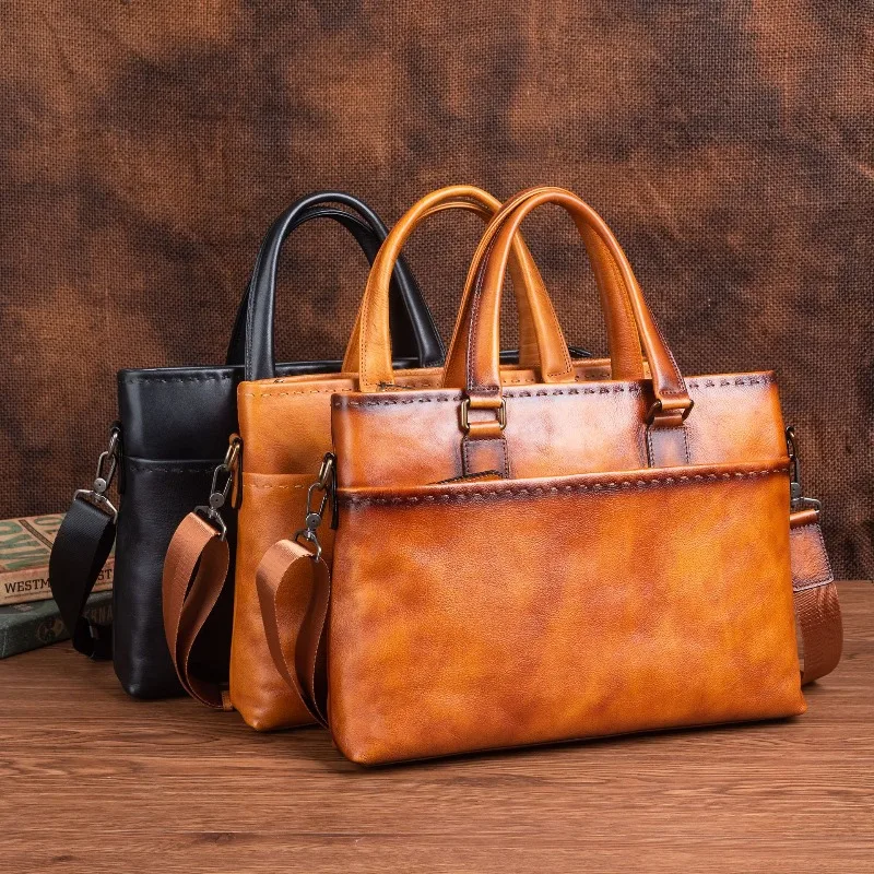 14 Inches Men's Leather Laptop Bag Top Handle Large Capacity Vegetable Tanned Leather Business Briefcase Work Office
14 Inches Men's Leather Laptop Bag Top Handle Large Capacity Vegetable Tanned Leather Business Briefcase Work Office