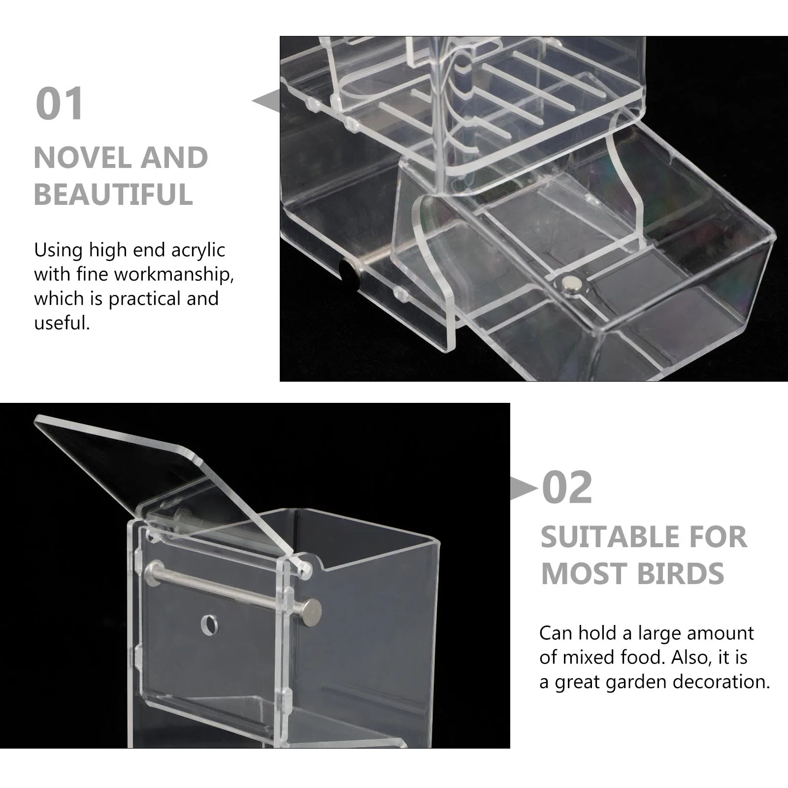 Automatic Acrylic Bird Feeder Transparent Cage Accessories Feeding Supplies Large Capacity Mixed Food Dispenser Garden
Automatic Acrylic Bird Feeder Transparent Cage Accessories Feeding Supplies Large Capacity Mixed Food Dispenser Garden