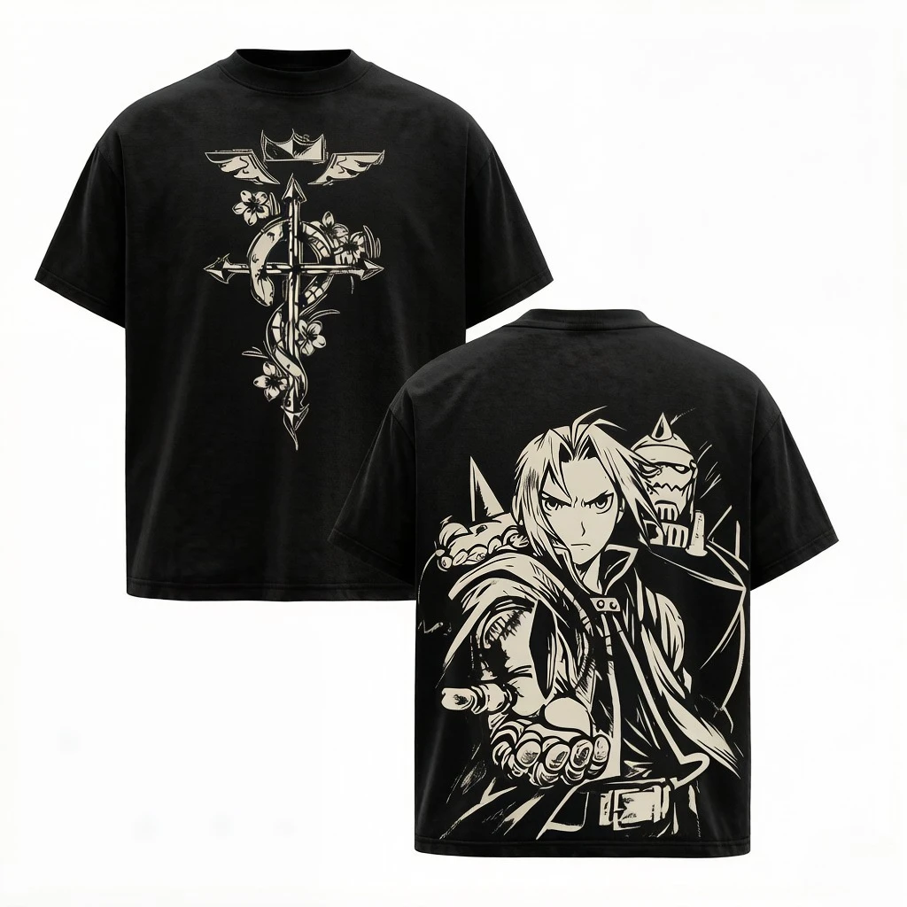 Fullmetal Alchemist Edward Alphonse Double Sided T-shirt Cross Snake Flower Anime Print Oversized Cotton Tee For Men Women Fans
Fullmetal Alchemist Edward Alphonse Double Sided T-shirt Cross Snake Flower Anime Print Oversized Cotton Tee For Men Women Fans