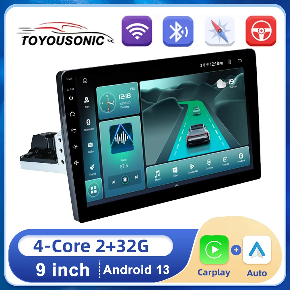 TOYOUSONIC 9 Inch IPS Screen 1Din Android Car Stereo Support Wifi Wireless Carplay Mirror Link Autoradio Android 13 System
TOYOUSONIC 9 Inch IPS Screen 1Din Android Car Stereo Support Wifi Wireless Carplay Mirror Link Autoradio Android 13 System