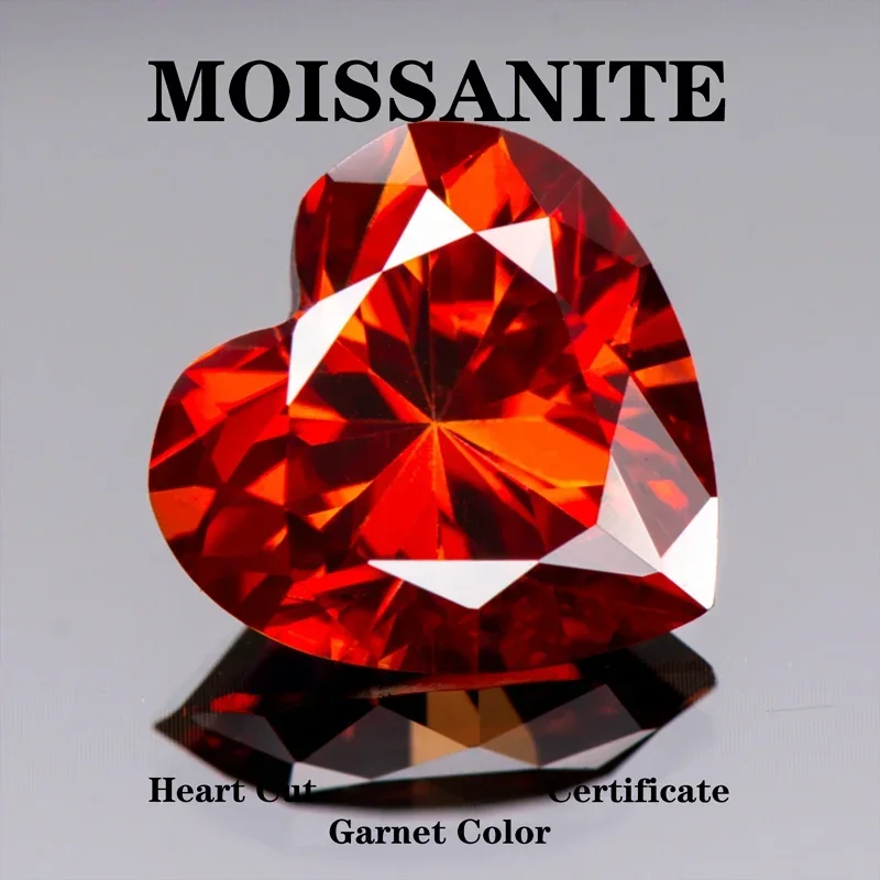 Moissanite Stone Heart Cut Garnet Color Extremely Shiny Quality DIY Charms Ring Necklace Earrings Main Materials Certificate
Moissanite Stone Heart Cut Garnet Color Extremely Shiny Quality DIY Charms Ring Necklace Earrings Main Materials Certificate