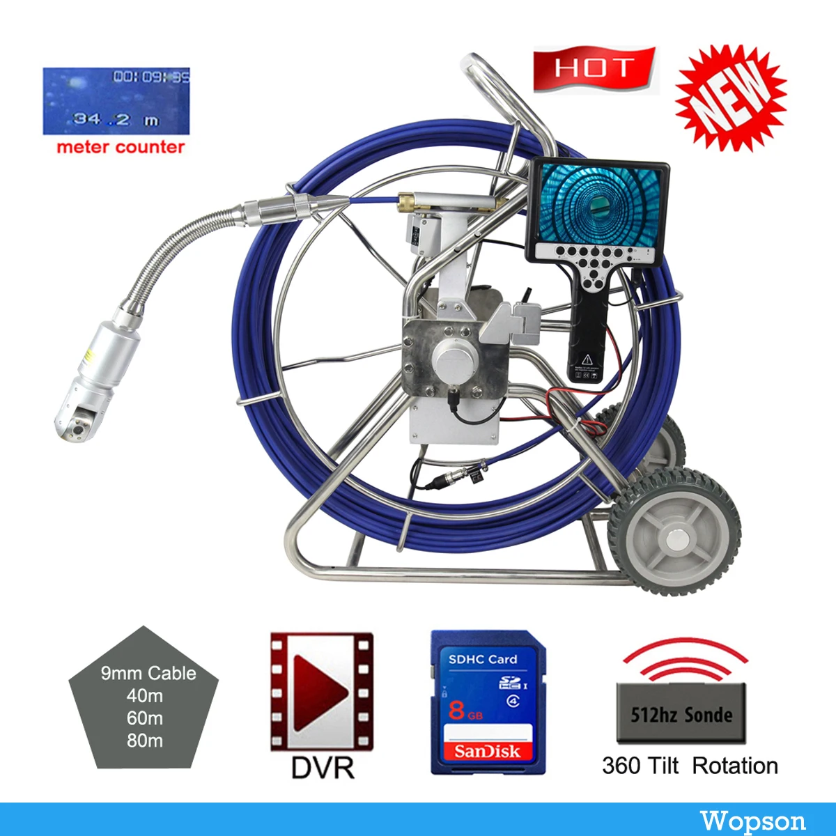 Wopson PTZ (Pan Tilt Zoom)1080 Sewer Drain Camera CCTV Pipe Inspection 360 Degree For Pipeline Inspection With 512hz Transmitter
Wopson PTZ (Pan Tilt Zoom)1080 Sewer Drain Camera CCTV Pipe Inspection 360 Degree For Pipeline Inspection With 512hz Transmitter