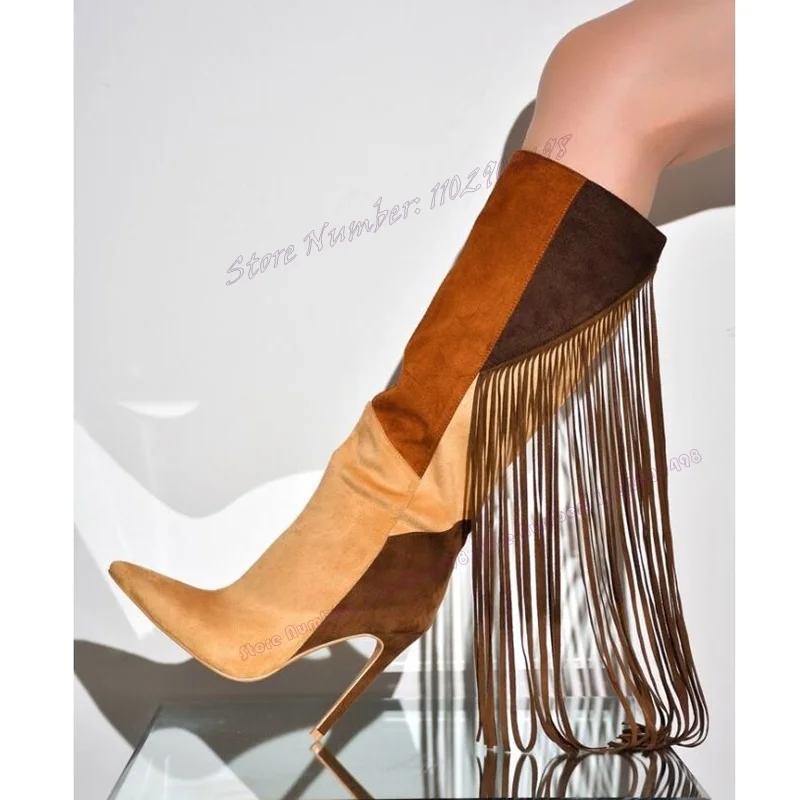 Patchwork Tassel Decor Suede Knee High Boots Pointed Toe Shoes for Women Thin High Heels Cowboy Shoes 2023 Zapatos Para Mujere
Patchwork Tassel Decor Suede Knee High Boots Pointed Toe Shoes for Women Thin High Heels Cowboy Shoes 2023 Zapatos Para Mujere