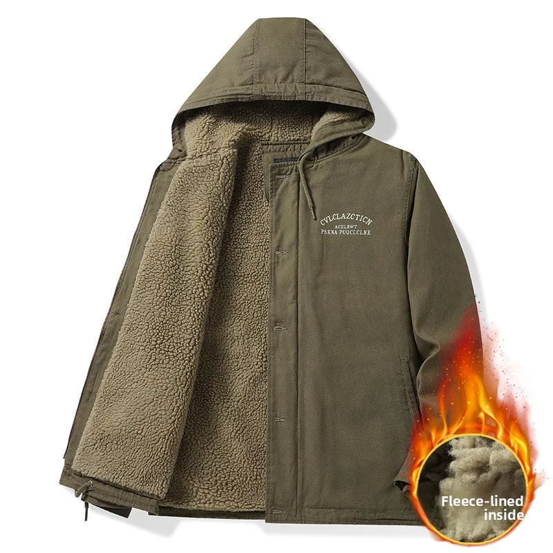 Thiened Fce Lined Hooded Jaet Men's Workwear Cotton Coat Lamb Fur Jaet Outerwear Thiened Cotton Padded Coat
Thiened Fce Lined Hooded Jaet Men's Workwear Cotton Coat Lamb Fur Jaet Outerwear Thiened Cotton Padded Coat