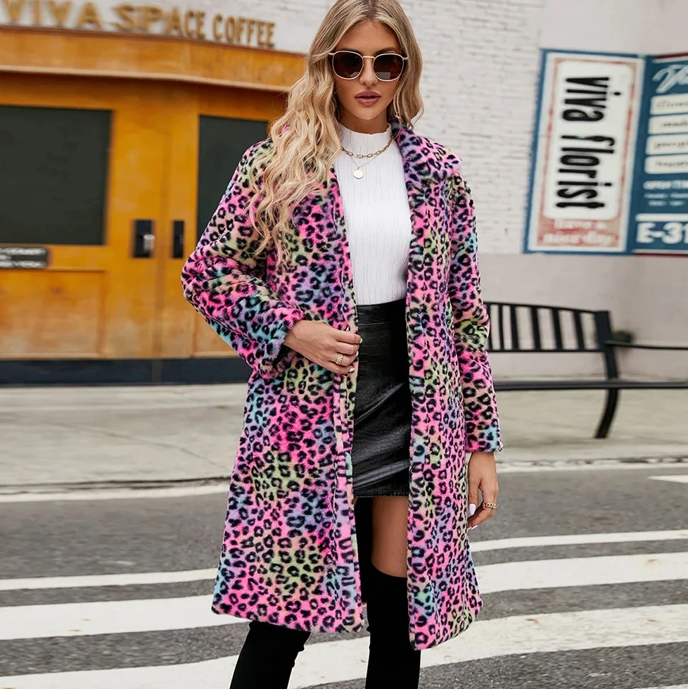 Women Leopard Print Faux Fur Collar Long Coat Stand Up Autumn Winter Fashionable Commute Windbreaker Outerwear
Women Leopard Print Faux Fur Collar Long Coat Stand Up Autumn Winter Fashionable Commute Windbreaker Outerwear