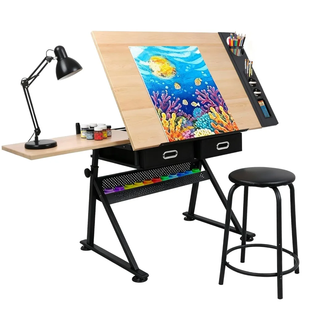 Drafting Table Art Desk with 2 Storage Drawers, Height Adjustable Drawing Table for Painters, Working, Writing,, Customized
Drafting Table Art Desk with 2 Storage Drawers, Height Adjustable Drawing Table for Painters, Working, Writing,, Customized
