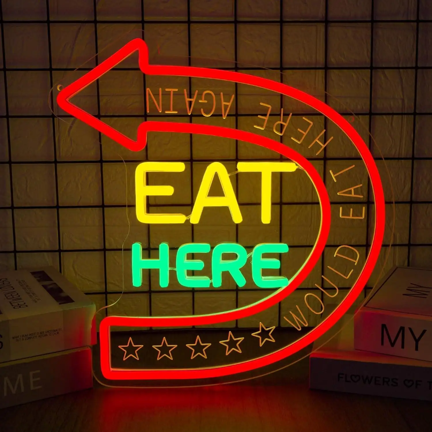 Eat Here Neon Sign USB Dimmable LED Light for Wall Decor Restaurant Kitchen Bar Food Service Business Art Decoration Gifts
Eat Here Neon Sign USB Dimmable LED Light for Wall Decor Restaurant Kitchen Bar Food Service Business Art Decoration Gifts