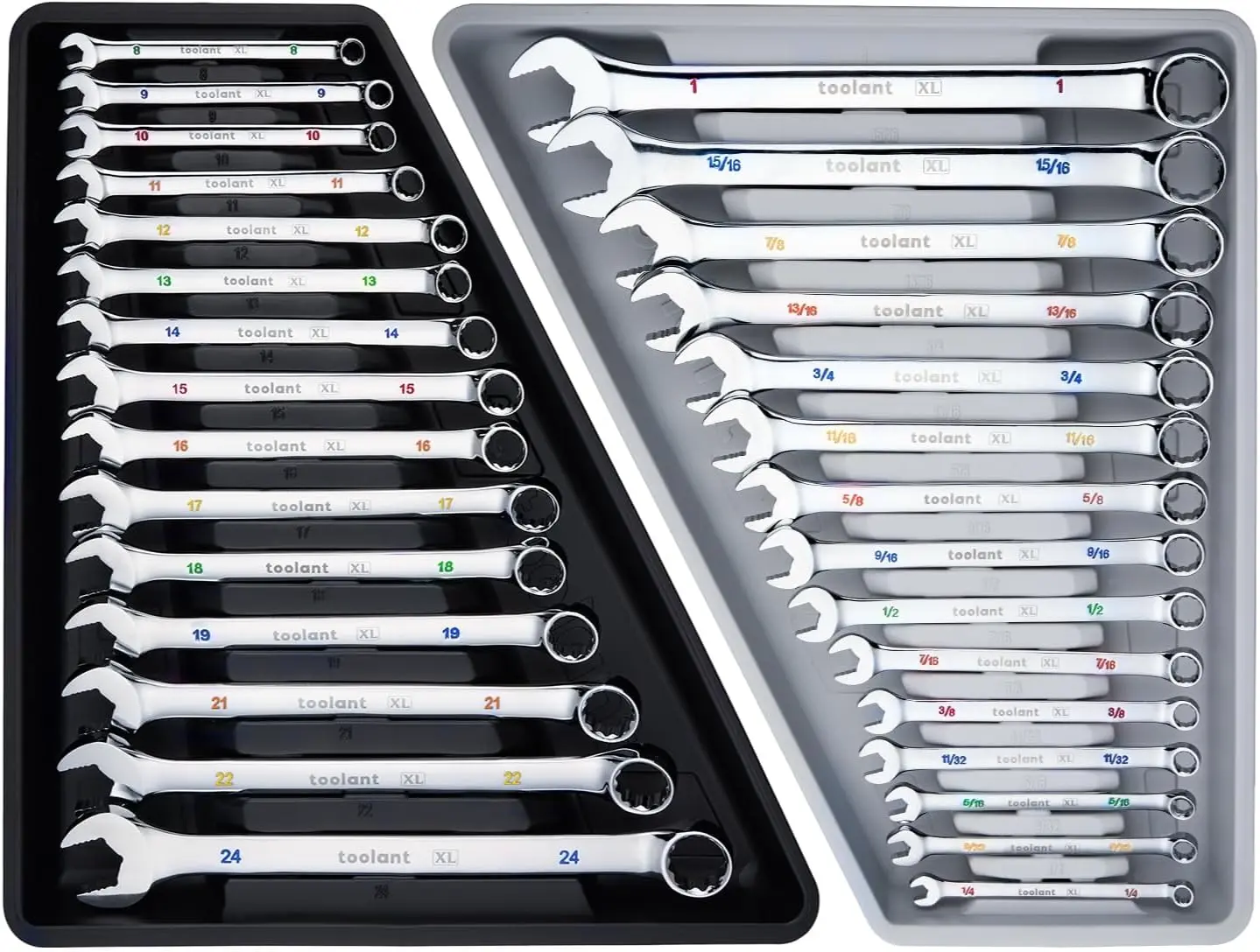 30pcs Metric & SAE Combination Wrench Set, Long Pattern Offset Head with Anti-Slip Teeth, Color-Coded Markings for Auto & DIY
30pcs Metric & SAE Combination Wrench Set, Long Pattern Offset Head with Anti-Slip Teeth, Color-Coded Markings for Auto & DIY