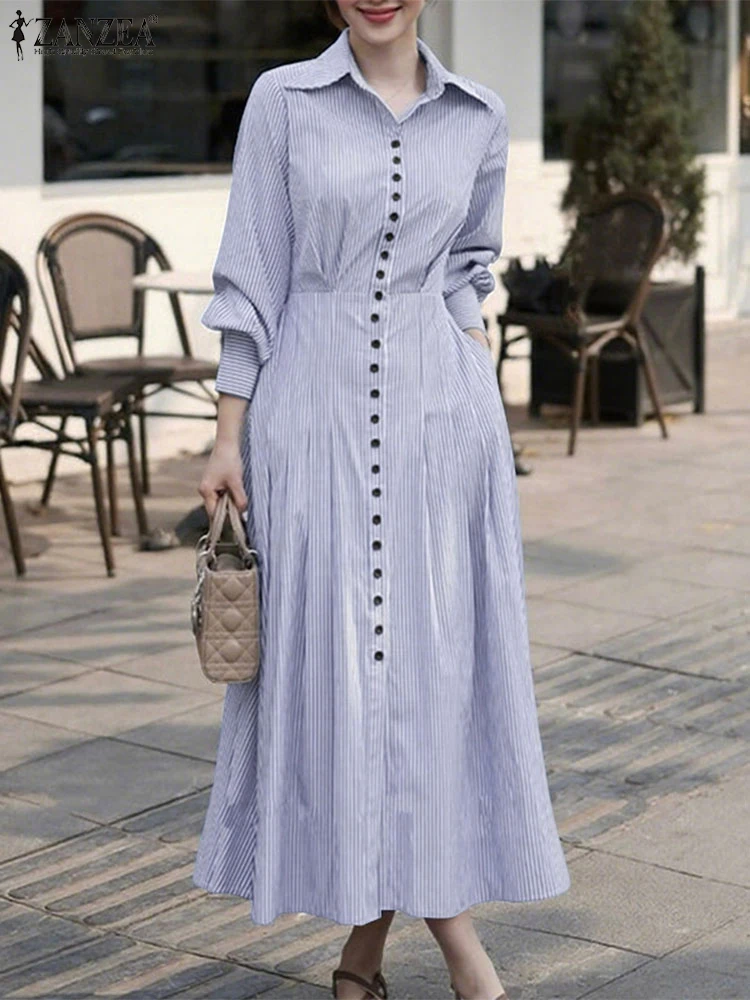 ZANZEA Street Fashion Women Maxi Dresses 2025 Autumn Long Sleeve Button Up Collared Shirtdress Cinch-Waist Inverted Pleats Robes
ZANZEA Street Fashion Women Maxi Dresses 2025 Autumn Long Sleeve Button Up Collared Shirtdress Cinch-Waist Inverted Pleats Robes