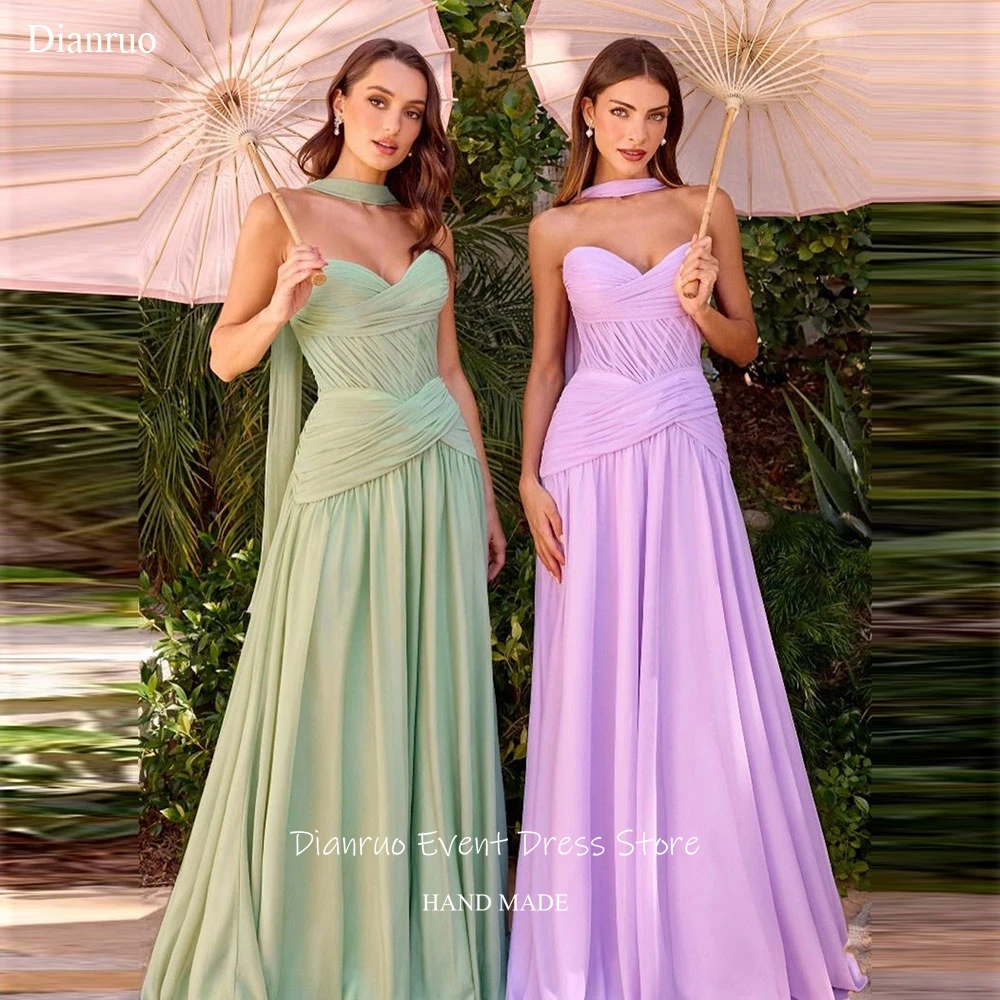 Dianruo Pleated Chiffon Ribbons Evening Dress Sweetheart A Line Robes De Soirée Ruched Bodice Vestido De Festa Longo Customized
Dianruo Pleated Chiffon Ribbons Evening Dress Sweetheart A Line Robes De Soirée Ruched Bodice Vestido De Festa Longo Customized