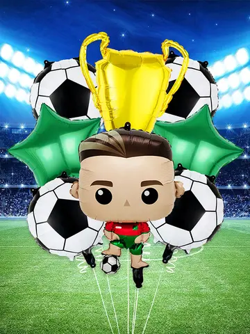 Conjunto de balões para festa de aniversário de futebol, troféu de campeonato, jogo de futebol, decoração de festa de aniversário, 1/8 peças