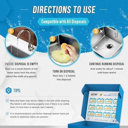 Garbage Disposal Cleaner Tablets - 24 Pack Citrus Foaming Freshener for Sink Drain Care
Garbage Disposal Cleaner Tablets - 24 Pack Citrus Foaming Freshener for Sink Drain Care