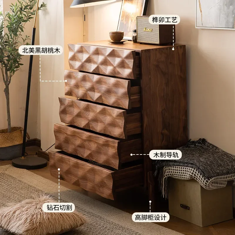 b11-7.2 North black walnut retro chest of drawers all solid wood against the wall Bedroom chest storage cabinet
b11-7.2 North black walnut retro chest of drawers all solid wood against the wall Bedroom chest storage cabinet