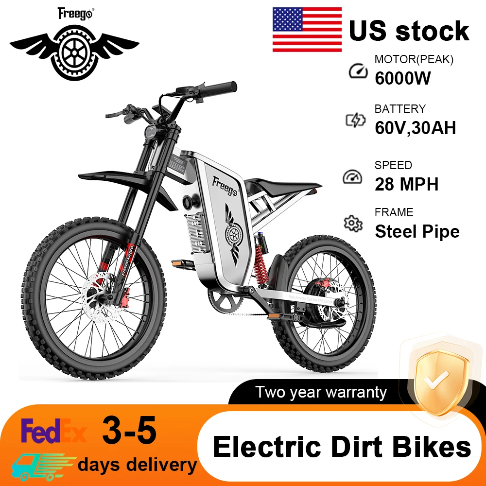 Freego X2 Pro Electric Dirt Bikes 6000w(Peak) Electric Motorcycle for Adults 60V 30Ah Removable Battery Electric Mountain Bikes
Freego X2 Pro Electric Dirt Bikes 6000w(Peak) Electric Motorcycle for Adults 60V 30Ah Removable Battery Electric Mountain Bikes