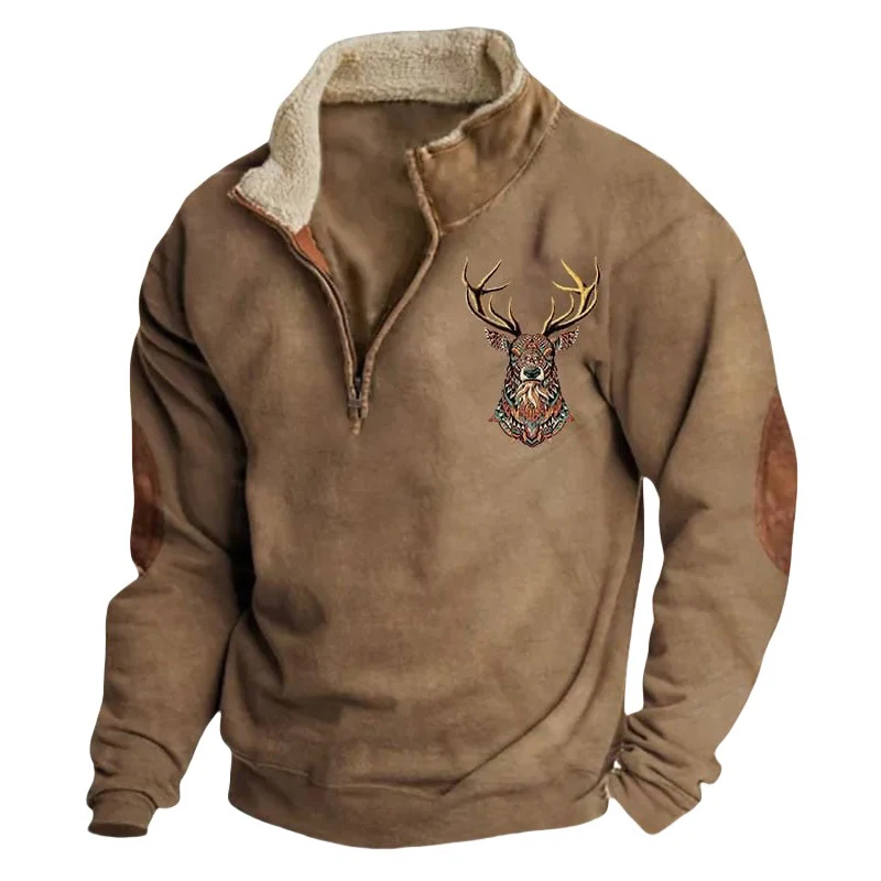 Zipper Men Fleece Collar Sweatshirts Vintage Casual Printed Reindeer Christmas Pullover Sweatshirts Long Sleeve Winter Men's Top
Zipper Men Fleece Collar Sweatshirts Vintage Casual Printed Reindeer Christmas Pullover Sweatshirts Long Sleeve Winter Men's Top