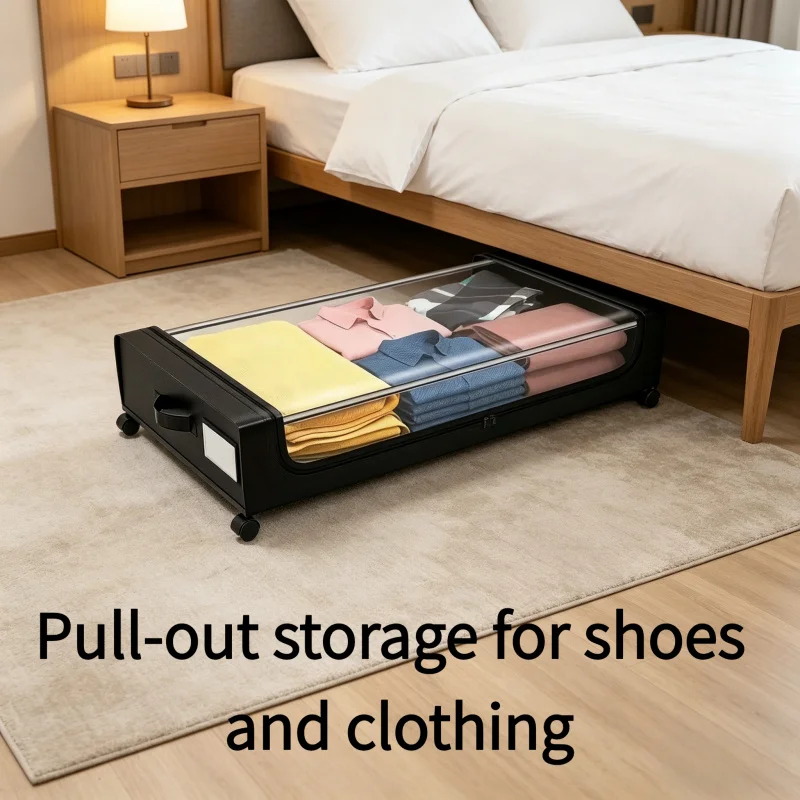 Black Square Underbed Storage with Wheels & Lid, Pull-Out Space-Saving Container for Shoes Clothes, Perfect for Dorm Bedroom
Black Square Underbed Storage with Wheels & Lid, Pull-Out Space-Saving Container for Shoes Clothes, Perfect for Dorm Bedroom