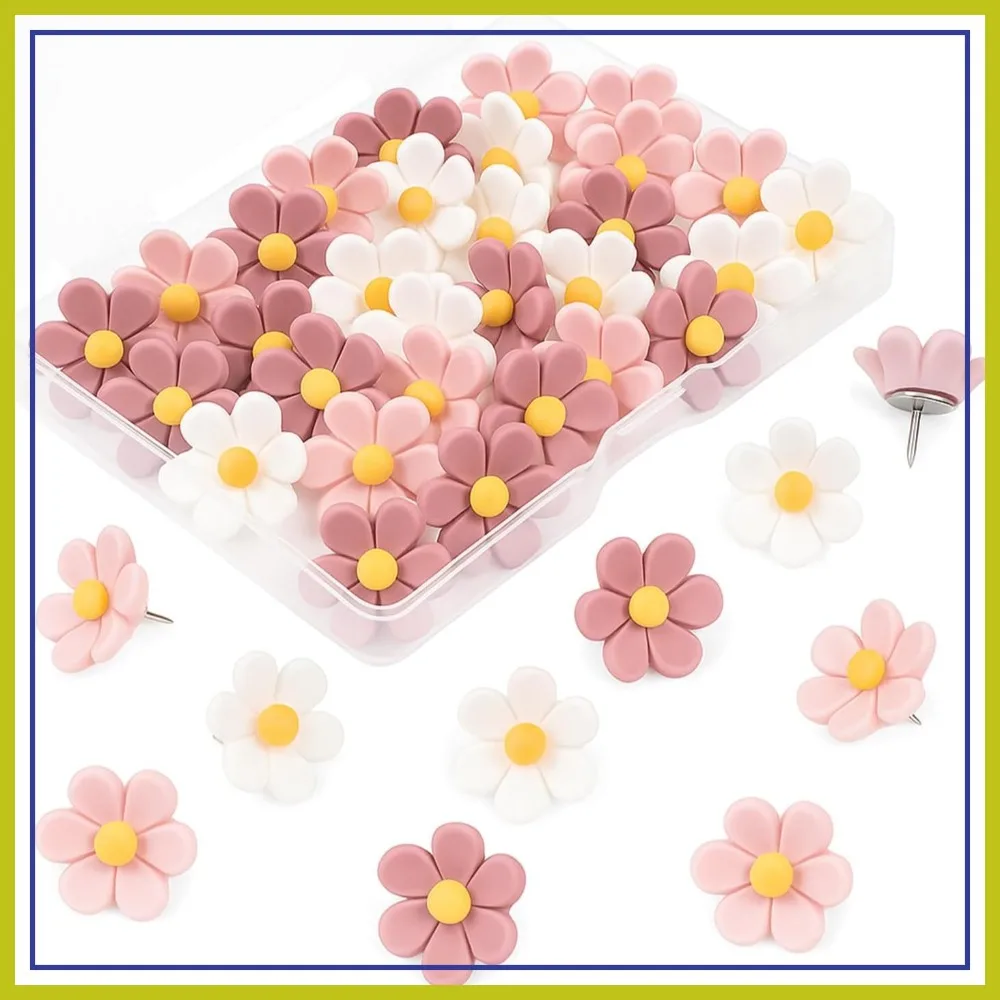 30Pcs Cute Flower Push Pins, Aesthetic Thumb Tacks with Rust-Proof Metal Tips for Cork Board, Photo Wall, Office & Home Decor
30Pcs Cute Flower Push Pins, Aesthetic Thumb Tacks with Rust-Proof Metal Tips for Cork Board, Photo Wall, Office & Home Decor