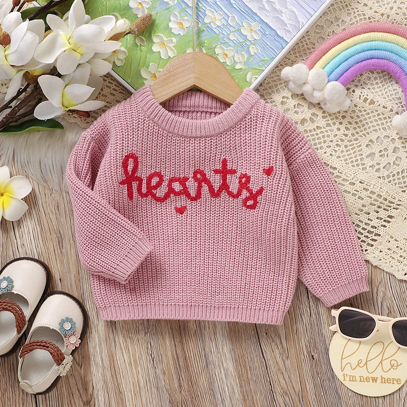 Baby Sweater Solid Knit Infant Girls Pullover Fashion Embroidered Letters Newborn Chlidren Pink Clothing Long Sleeve Autumn Tops
Baby Sweater Solid Knit Infant Girls Pullover Fashion Embroidered Letters Newborn Chlidren Pink Clothing Long Sleeve Autumn Tops