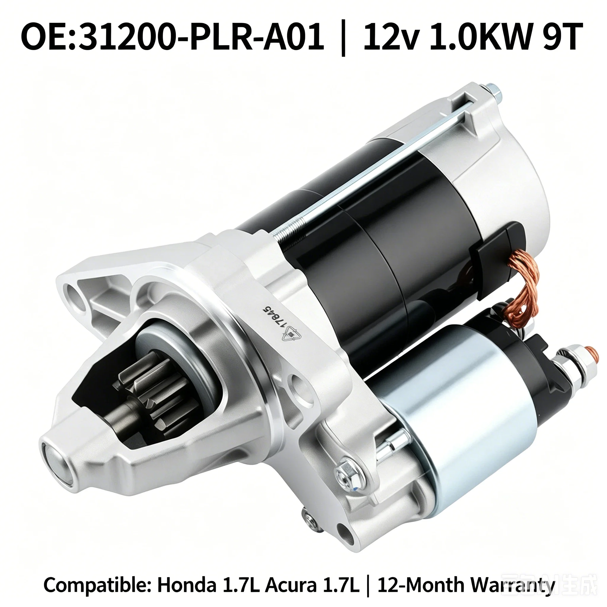 OE#31200-PLR-A01 12V 1.0KW 9T Starter Motor for Honda Civic 2001-2005 1.7L
OE#31200-PLR-A01 12V 1.0KW 9T Starter Motor for Honda Civic 2001-2005 1.7L