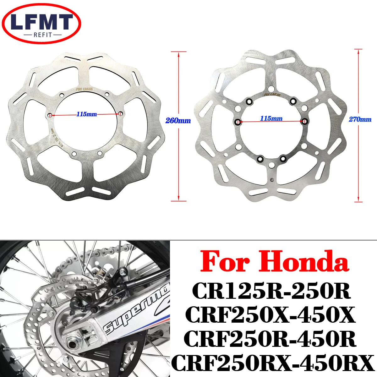 Передний Задний тормозной диск для мотоцикла 270 мм 260 мм 240 мм для Honda CRF250X CRF450X 2004-2021 CRF 250R 450R 250RX 450RX CR125 250
Передний Задний тормозной диск для мотоцикла 270 мм 260 мм 240 мм для Honda CRF250X CRF450X 2004-2021 CRF 250R 450R 250RX 450RX CR125 250