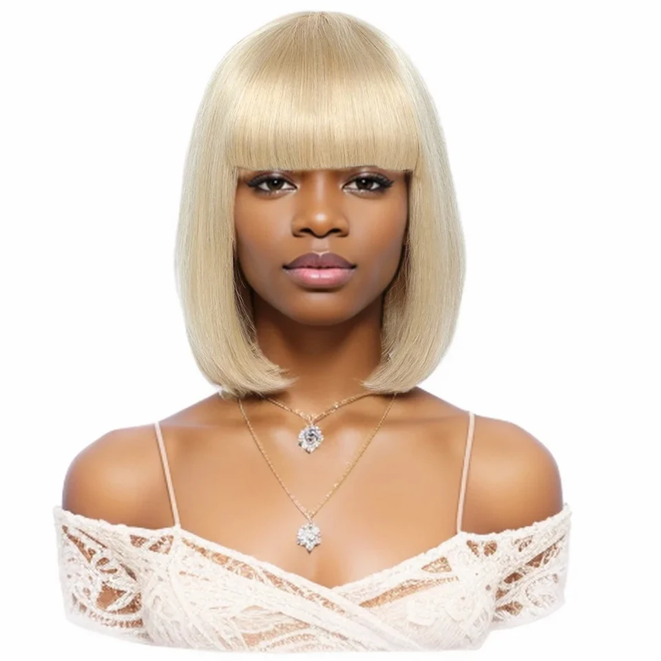 Blond Straight Bob Wig 613 Short Bob Wig With Bangs Human Hair Brazilian 200% 250% Full machine made Wigs For Women Honey Color
Blond Straight Bob Wig 613 Short Bob Wig With Bangs Human Hair Brazilian 200% 250% Full machine made Wigs For Women Honey Color